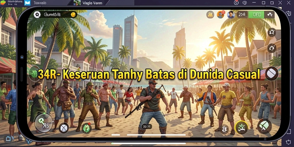 Screenshot utama 34R menampilkan gameplay seru dan warna-warni.