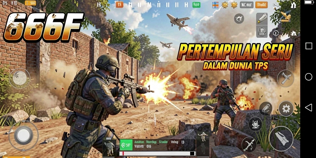 Tampilan gameplay intens dalam 666F dengan aksi TPS yang mendebarkan.