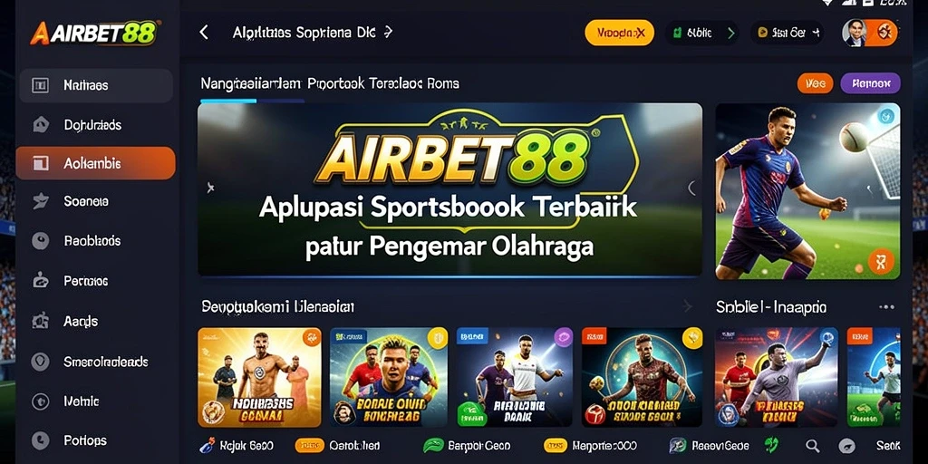 Screenshot utama AIRBET88 menunjukkan antarmuka taruhan olahraga yang intuitif.
