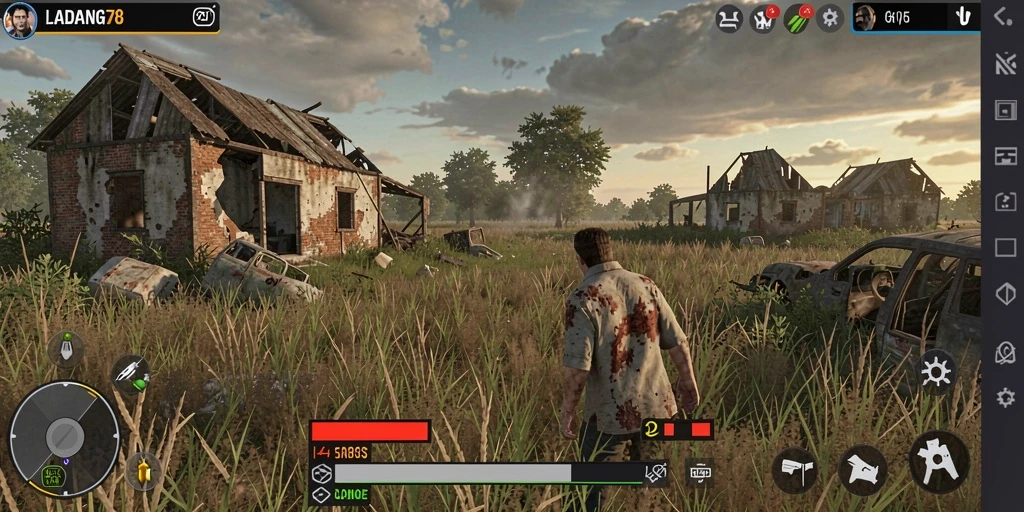 Tangkapan layar gameplay seram dengan suasana menakutkan dari LADANG78.