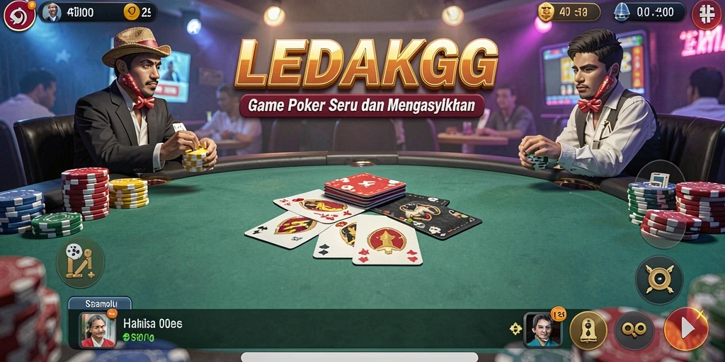 Tampilan gameplay Poker yang mendebarkan di LEDAKGG.