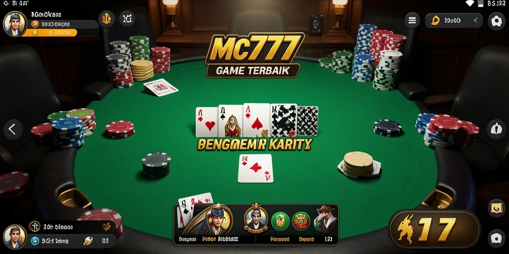 Tampilan gameplay seru MC777 saat bermain Poker bersama teman.