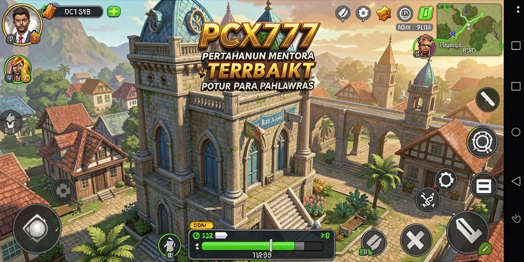 Screenshot gameplay PCX777 menampilkan aksi mempertahankan menara dari serangan musuh.