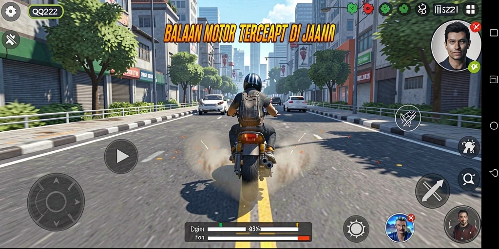 Tampilan menarik gameplay balapan motor yang mendebarkan di QQ222.