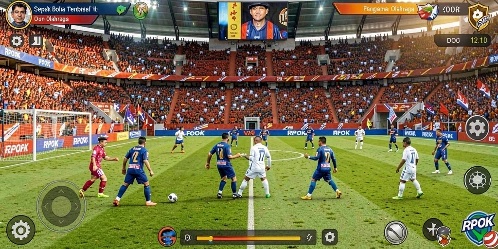 Tampilan aksi permainan sepak bola yang mendebarkan di RPOK.