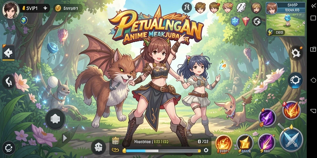 Screenshot gameplay SVIP1 menampilkan aksi karakter anime yang menakjubkan.