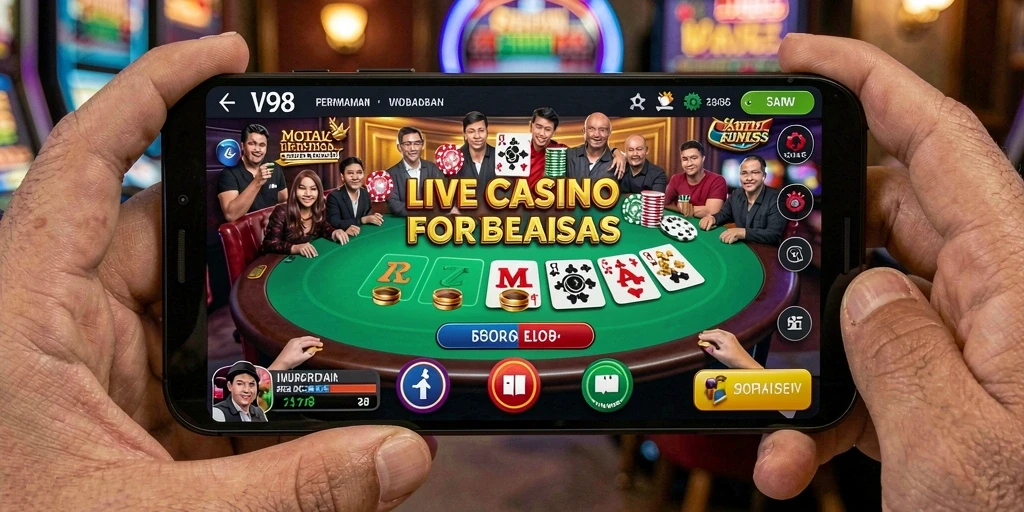 Tampilan menarik gameplay Live Casino V98 dengan dealer langsung.