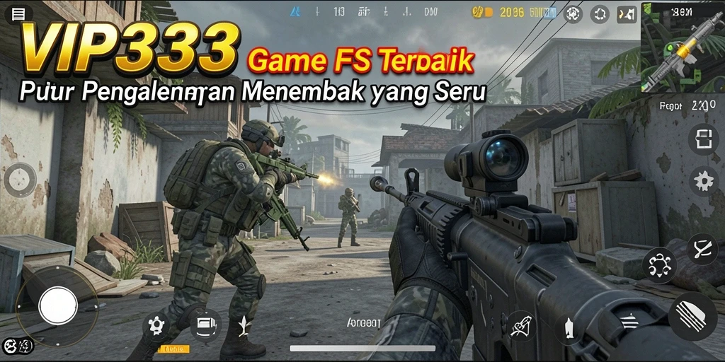 Screenshot utama dari gameplay seru VIP333 menunjukkan aksi menembak yang intens.