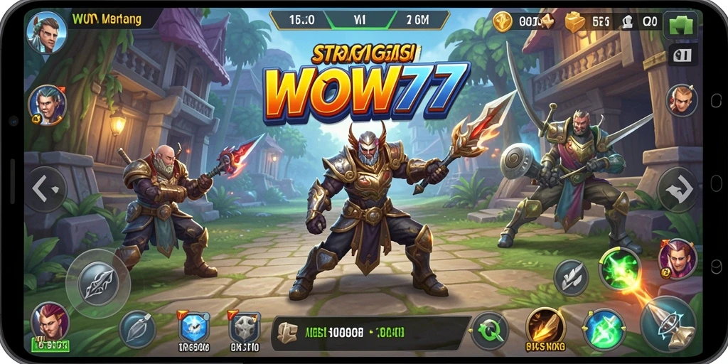 Tangkapan layar utama WOW77 menampilkan aksi strategi yang mendebarkan.